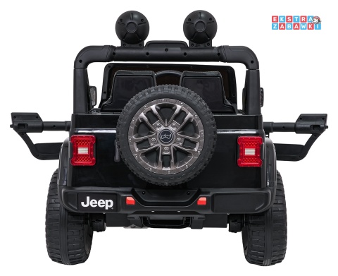 Czarny Jeep Wrangler Rubicon LIFT modelu JWR555 na akumulator - 4x200W 24V/7Ah, ekoskóra, EVA, Bluetooth, pilot [JWR556]