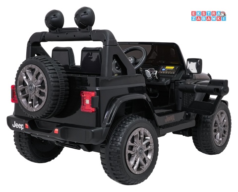 Czarny Jeep Wrangler Rubicon LIFT modelu JWR555 na akumulator - 4x200W 24V/7Ah, ekoskóra, EVA, Bluetooth, pilot [JWR556]