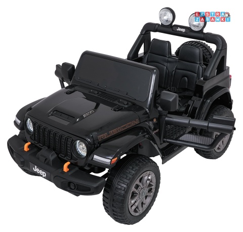 Czarny Jeep Wrangler Rubicon LIFT modelu JWR555 na akumulator - 4x200W 24V/7Ah, ekoskóra, EVA, Bluetooth, pilot [JWR556]