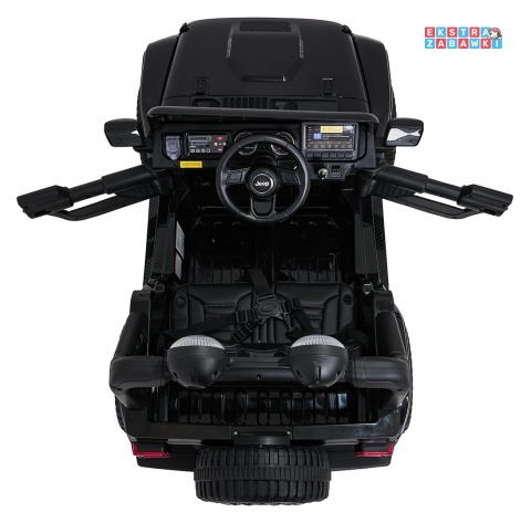 Czarny Jeep Wrangler Rubicon LIFT modelu JWR555 na akumulator - 4x200W 24V/7Ah, ekoskóra, EVA, Bluetooth, pilot [JWR556]