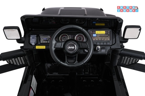 Czarny Jeep Wrangler Rubicon LIFT modelu JWR555 na akumulator - 4x200W 24V/7Ah, ekoskóra, EVA, Bluetooth, pilot [JWR556]