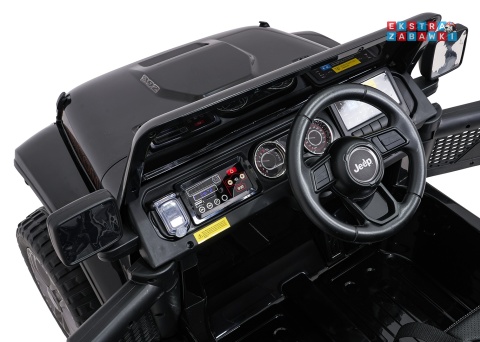 Czarny Jeep Wrangler Rubicon LIFT modelu JWR555 na akumulator - 4x200W 24V/7Ah, ekoskóra, EVA, Bluetooth, pilot [JWR556]