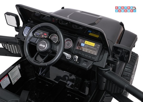 Czarny Jeep Wrangler Rubicon LIFT modelu JWR555 na akumulator - 4x200W 24V/7Ah, ekoskóra, EVA, Bluetooth, pilot [JWR556]