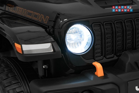 Czarny Jeep Wrangler Rubicon LIFT modelu JWR555 na akumulator - 4x200W 24V/7Ah, ekoskóra, EVA, Bluetooth, pilot [JWR556]