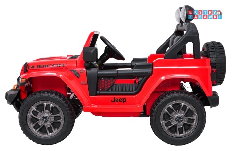 Czerwony Jeep Wrangler Rubicon LIFT modelu JWR555 na akumulator - 4x200W 24V/7Ah, ekoskóra, EVA, Bluetooth, pilot [JWR556]