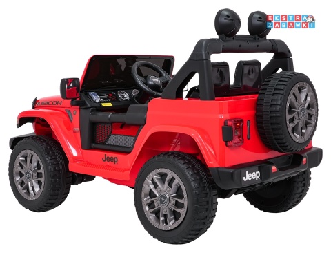 Czerwony Jeep Wrangler Rubicon LIFT modelu JWR555 na akumulator - 4x200W 24V/7Ah, ekoskóra, EVA, Bluetooth, pilot [JWR556]