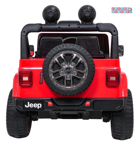 Czerwony Jeep Wrangler Rubicon LIFT modelu JWR555 na akumulator - 4x200W 24V/7Ah, ekoskóra, EVA, Bluetooth, pilot [JWR556]