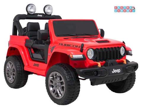 Czerwony Jeep Wrangler Rubicon LIFT modelu JWR555 na akumulator - 4x200W 24V/7Ah, ekoskóra, EVA, Bluetooth, pilot [JWR556]