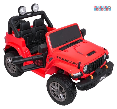 Czerwony Jeep Wrangler Rubicon LIFT modelu JWR555 na akumulator - 4x200W 24V/7Ah, ekoskóra, EVA, Bluetooth, pilot [JWR556]