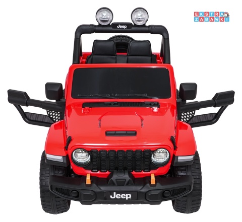 Czerwony Jeep Wrangler Rubicon LIFT modelu JWR555 na akumulator - 4x200W 24V/7Ah, ekoskóra, EVA, Bluetooth, pilot [JWR556]