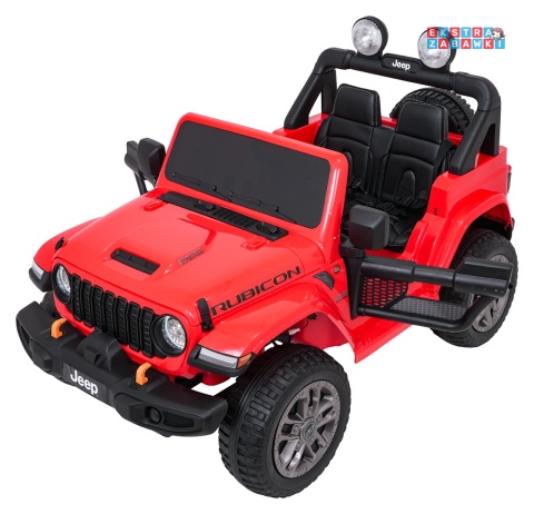 Czerwony Jeep Wrangler Rubicon LIFT modelu JWR555 na akumulator - 4x200W 24V/7Ah, ekoskóra, EVA, Bluetooth, pilot [JWR556]
