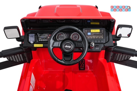 Czerwony Jeep Wrangler Rubicon LIFT modelu JWR555 na akumulator - 4x200W 24V/7Ah, ekoskóra, EVA, Bluetooth, pilot [JWR556]