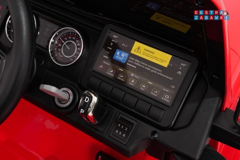 Czerwony Jeep Wrangler Rubicon LIFT modelu JWR555 na akumulator - 4x200W 24V/7Ah, ekoskóra, EVA, Bluetooth, pilot [JWR556]