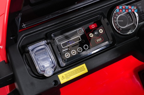 Czerwony Jeep Wrangler Rubicon LIFT modelu JWR555 na akumulator - 4x200W 24V/7Ah, ekoskóra, EVA, Bluetooth, pilot [JWR556]