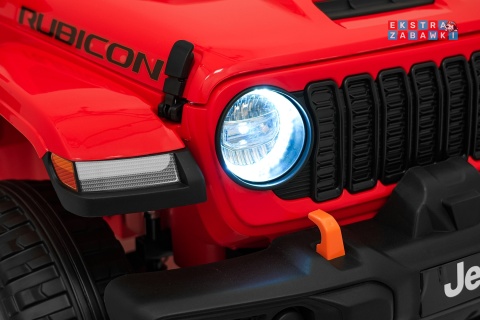 Czerwony Jeep Wrangler Rubicon LIFT modelu JWR555 na akumulator - 4x200W 24V/7Ah, ekoskóra, EVA, Bluetooth, pilot [JWR556]