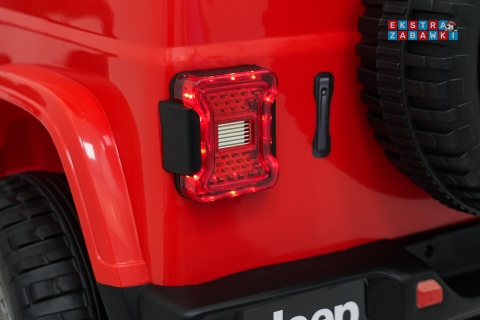 Czerwony Jeep Wrangler Rubicon LIFT modelu JWR555 na akumulator - 4x200W 24V/7Ah, ekoskóra, EVA, Bluetooth, pilot [JWR556]