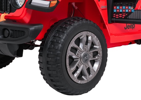 Czerwony Jeep Wrangler Rubicon LIFT modelu JWR555 na akumulator - 4x200W 24V/7Ah, ekoskóra, EVA, Bluetooth, pilot [JWR556]