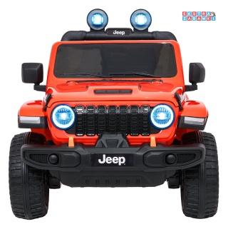 Pomarańczowy Jeep Wrangler Rubicon LIFT modelu JWR555 na akumulator - 4x200W 24V/7Ah, ekoskóra, EVA, Bluetooth, pilot [JWR556]