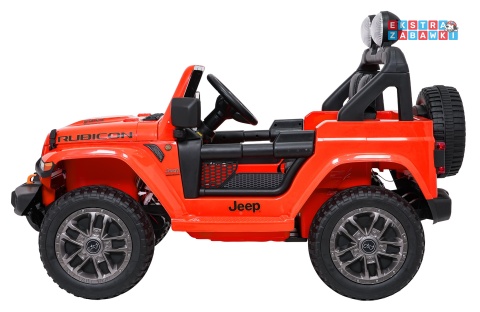 Pomarańczowy Jeep Wrangler Rubicon LIFT modelu JWR555 na akumulator - 4x200W 24V/7Ah, ekoskóra, EVA, Bluetooth, pilot [JWR556]