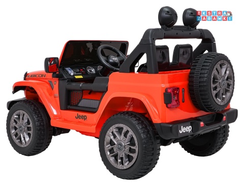 Pomarańczowy Jeep Wrangler Rubicon LIFT modelu JWR555 na akumulator - 4x200W 24V/7Ah, ekoskóra, EVA, Bluetooth, pilot [JWR556]