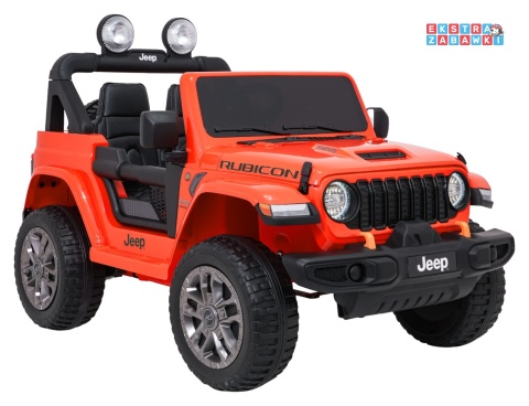 Pomarańczowy Jeep Wrangler Rubicon LIFT modelu JWR555 na akumulator - 4x200W 24V/7Ah, ekoskóra, EVA, Bluetooth, pilot [JWR556]