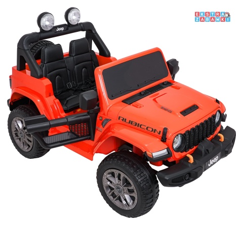 Pomarańczowy Jeep Wrangler Rubicon LIFT modelu JWR555 na akumulator - 4x200W 24V/7Ah, ekoskóra, EVA, Bluetooth, pilot [JWR556]