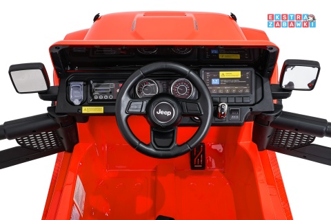 Pomarańczowy Jeep Wrangler Rubicon LIFT modelu JWR555 na akumulator - 4x200W 24V/7Ah, ekoskóra, EVA, Bluetooth, pilot [JWR556]