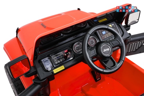 Pomarańczowy Jeep Wrangler Rubicon LIFT modelu JWR555 na akumulator - 4x200W 24V/7Ah, ekoskóra, EVA, Bluetooth, pilot [JWR556]
