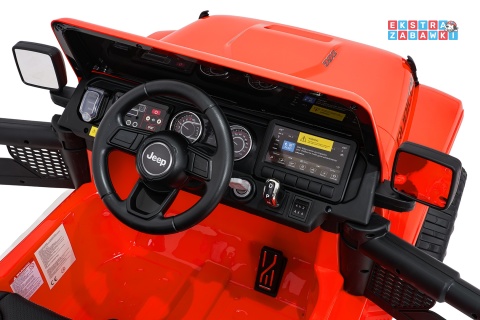 Pomarańczowy Jeep Wrangler Rubicon LIFT modelu JWR555 na akumulator - 4x200W 24V/7Ah, ekoskóra, EVA, Bluetooth, pilot [JWR556]