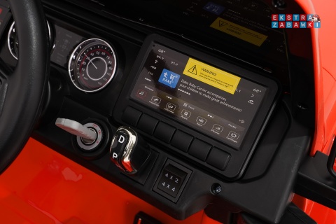 Pomarańczowy Jeep Wrangler Rubicon LIFT modelu JWR555 na akumulator - 4x200W 24V/7Ah, ekoskóra, EVA, Bluetooth, pilot [JWR556]