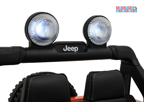 Pomarańczowy Jeep Wrangler Rubicon LIFT modelu JWR555 na akumulator - 4x200W 24V/7Ah, ekoskóra, EVA, Bluetooth, pilot [JWR556]