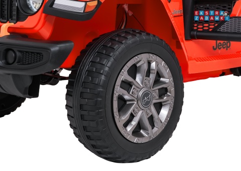 Pomarańczowy Jeep Wrangler Rubicon LIFT modelu JWR555 na akumulator - 4x200W 24V/7Ah, ekoskóra, EVA, Bluetooth, pilot [JWR556]