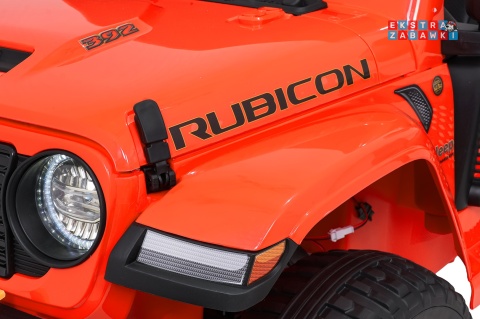 Pomarańczowy Jeep Wrangler Rubicon LIFT modelu JWR555 na akumulator - 4x200W 24V/7Ah, ekoskóra, EVA, Bluetooth, pilot [JWR556]