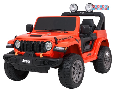 Pomarańczowy Jeep Wrangler Rubicon LIFT modelu JWR555 na akumulator - 4x200W 24V/7Ah, ekoskóra, EVA, Bluetooth, pilot [JWR556]