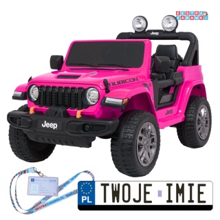 Różowy Jeep Wrangler Rubicon LIFT modelu JWR555 na akumulator - 4x200W 24V/7Ah, ekoskóra, EVA, Bluetooth, pilot [JWR556]