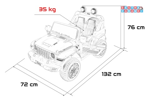 Różowy Jeep Wrangler Rubicon LIFT modelu JWR555 na akumulator - 4x200W 24V/7Ah, ekoskóra, EVA, Bluetooth, pilot [JWR556]