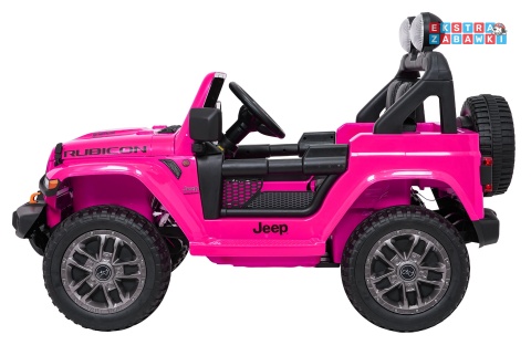 Różowy Jeep Wrangler Rubicon LIFT modelu JWR555 na akumulator - 4x200W 24V/7Ah, ekoskóra, EVA, Bluetooth, pilot [JWR556]