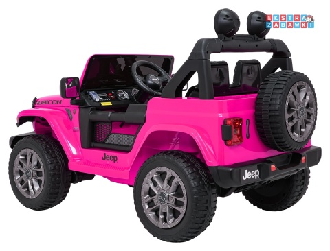 Różowy Jeep Wrangler Rubicon LIFT modelu JWR555 na akumulator - 4x200W 24V/7Ah, ekoskóra, EVA, Bluetooth, pilot [JWR556]