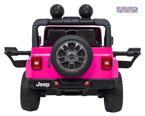 Różowy Jeep Wrangler Rubicon LIFT modelu JWR555 na akumulator - 4x200W 24V/7Ah, ekoskóra, EVA, Bluetooth, pilot [JWR556]