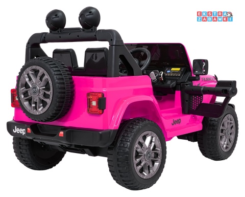 Różowy Jeep Wrangler Rubicon LIFT modelu JWR555 na akumulator - 4x200W 24V/7Ah, ekoskóra, EVA, Bluetooth, pilot [JWR556]