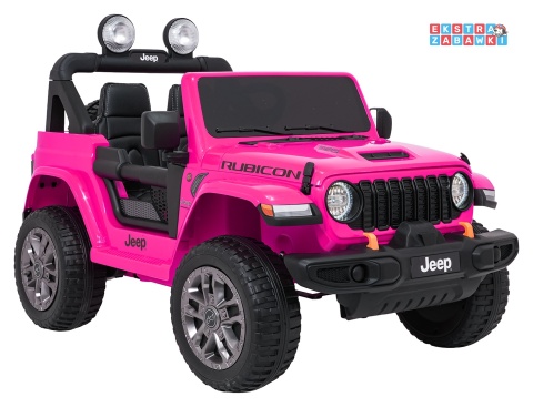 Różowy Jeep Wrangler Rubicon LIFT modelu JWR555 na akumulator - 4x200W 24V/7Ah, ekoskóra, EVA, Bluetooth, pilot [JWR556]