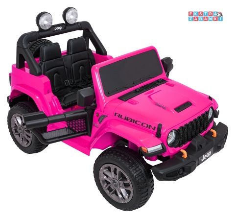 Różowy Jeep Wrangler Rubicon LIFT modelu JWR555 na akumulator - 4x200W 24V/7Ah, ekoskóra, EVA, Bluetooth, pilot [JWR556]