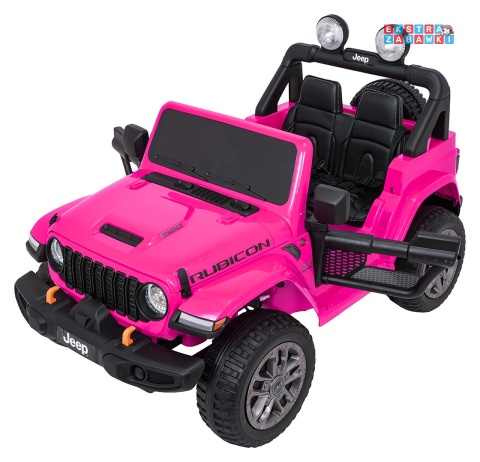 Różowy Jeep Wrangler Rubicon LIFT modelu JWR555 na akumulator - 4x200W 24V/7Ah, ekoskóra, EVA, Bluetooth, pilot [JWR556]