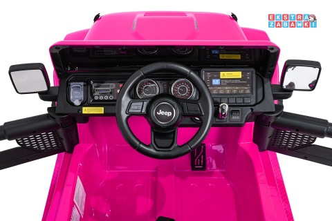 Różowy Jeep Wrangler Rubicon LIFT modelu JWR555 na akumulator - 4x200W 24V/7Ah, ekoskóra, EVA, Bluetooth, pilot [JWR556]