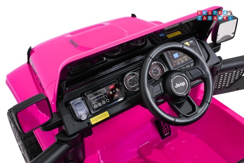 Różowy Jeep Wrangler Rubicon LIFT modelu JWR555 na akumulator - 4x200W 24V/7Ah, ekoskóra, EVA, Bluetooth, pilot [JWR556]