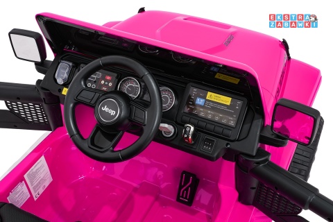 Różowy Jeep Wrangler Rubicon LIFT modelu JWR555 na akumulator - 4x200W 24V/7Ah, ekoskóra, EVA, Bluetooth, pilot [JWR556]