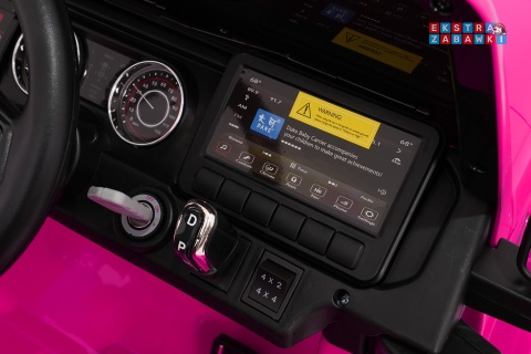 Różowy Jeep Wrangler Rubicon LIFT modelu JWR555 na akumulator - 4x200W 24V/7Ah, ekoskóra, EVA, Bluetooth, pilot [JWR556]