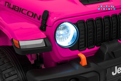 Różowy Jeep Wrangler Rubicon LIFT modelu JWR555 na akumulator - 4x200W 24V/7Ah, ekoskóra, EVA, Bluetooth, pilot [JWR556]