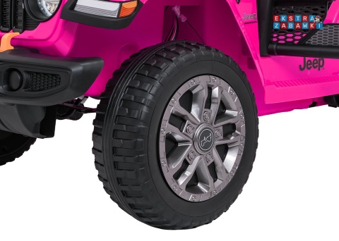 Różowy Jeep Wrangler Rubicon LIFT modelu JWR555 na akumulator - 4x200W 24V/7Ah, ekoskóra, EVA, Bluetooth, pilot [JWR556]