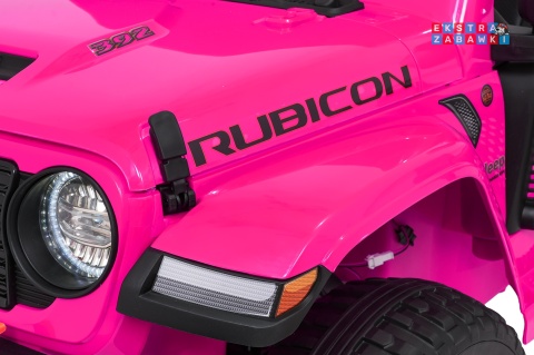 Różowy Jeep Wrangler Rubicon LIFT modelu JWR555 na akumulator - 4x200W 24V/7Ah, ekoskóra, EVA, Bluetooth, pilot [JWR556]
